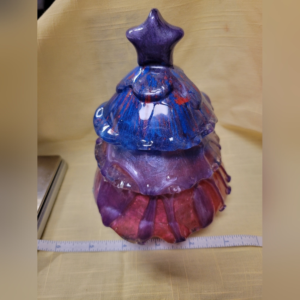 "Bisexuali-tree" Handcrafted Purple, Pink & Blue Shimmer Resin Tree Sculpture - Picture 11 of 14